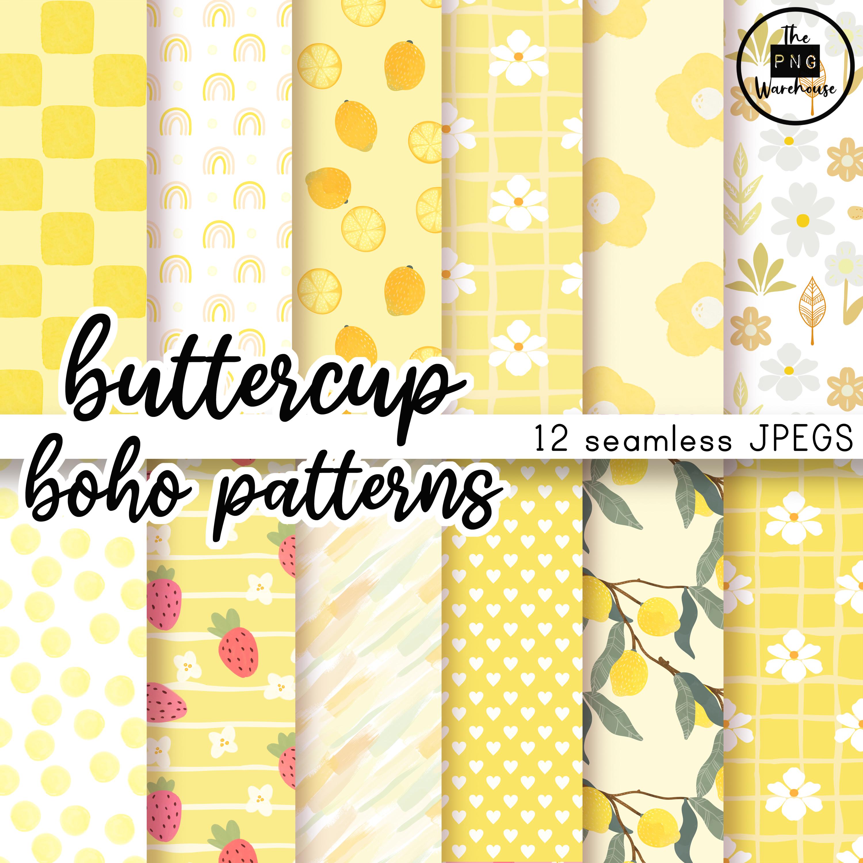 Butercup Pattern BUTTERCUP BOHO Patterns - Digital Paper Pack - 12 Jpegs - Instant ...