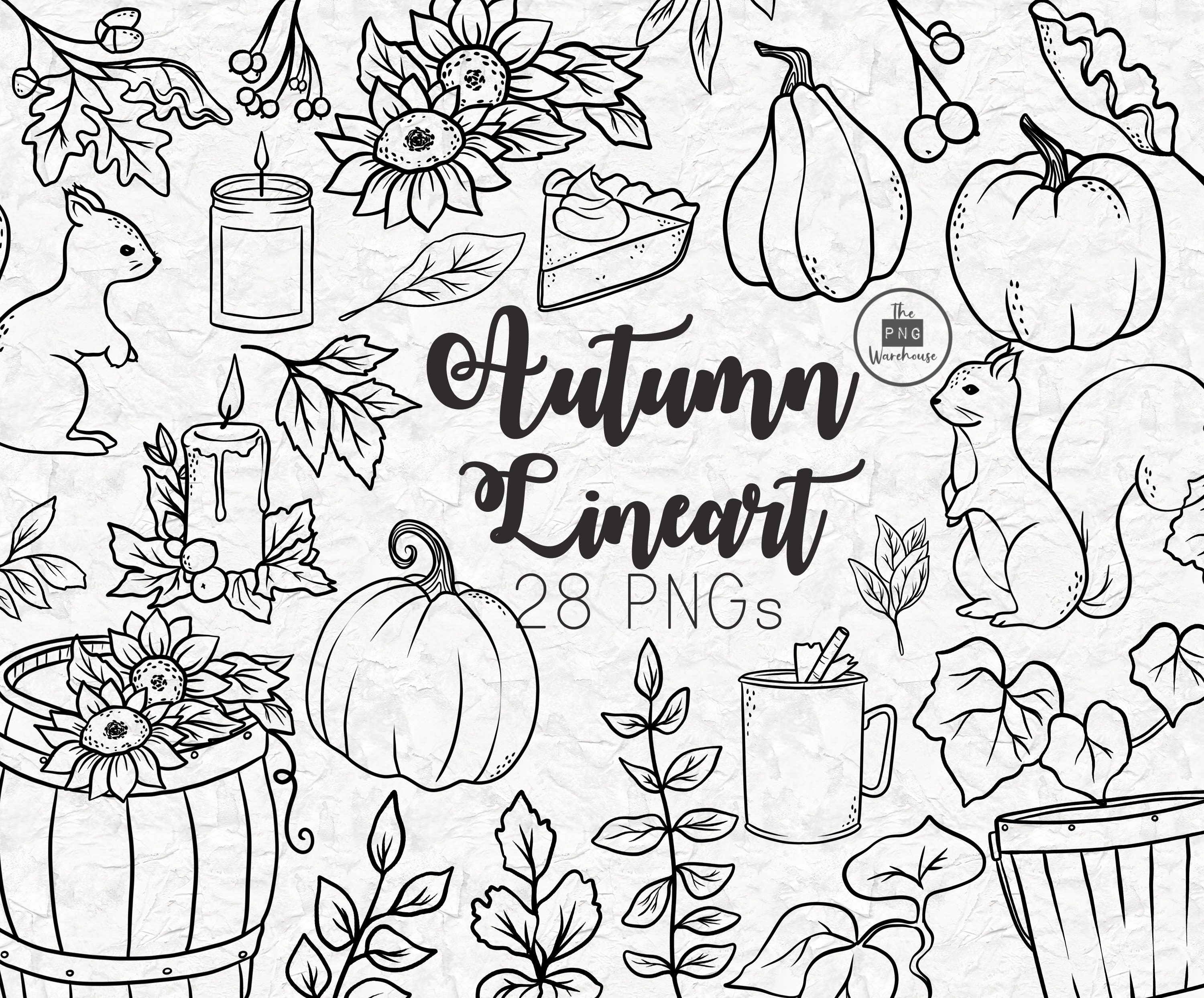 Black And White Fall Clipart