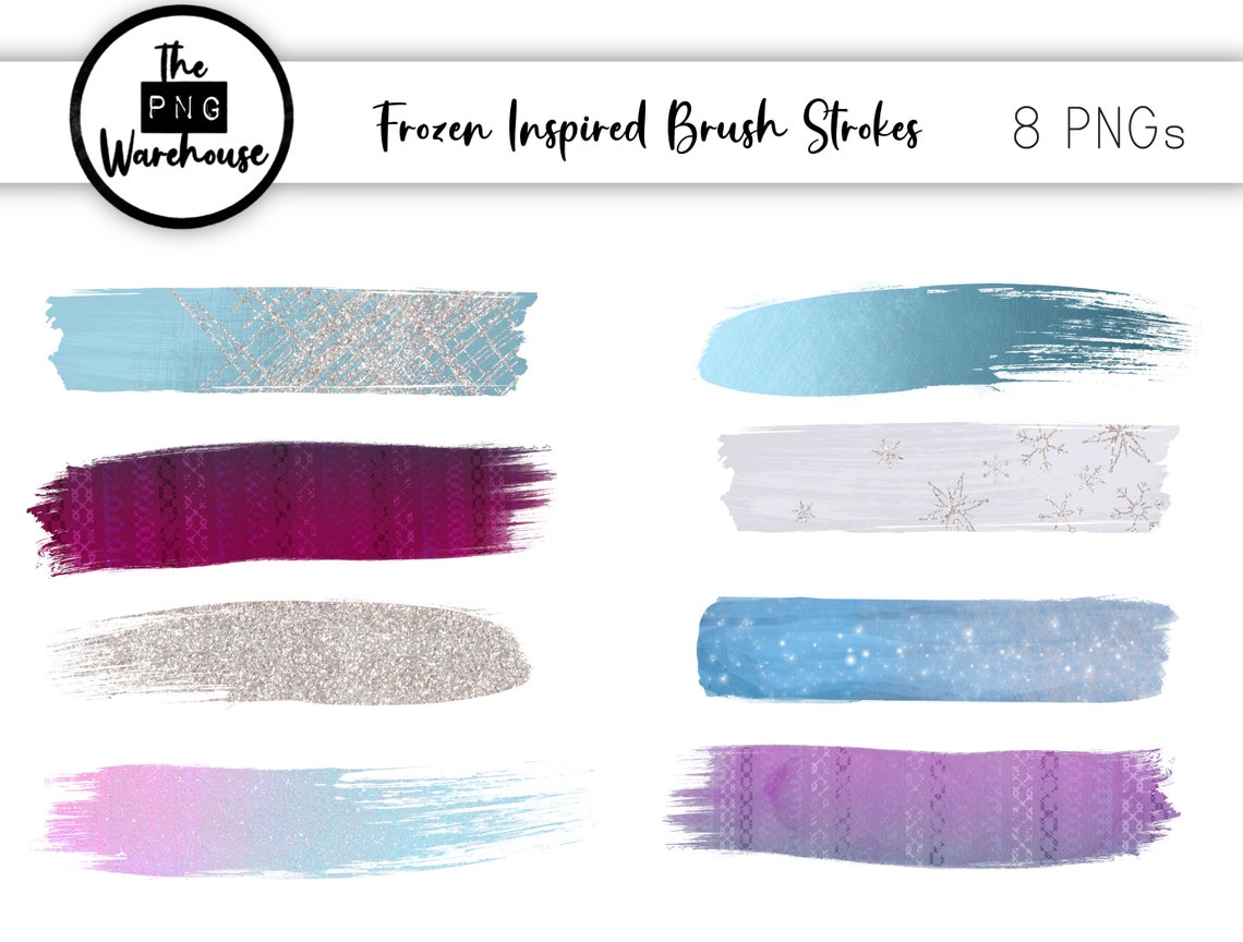 FROZEN BRUSH STROKES - 8 Png Clip Art Designs - Instant Download 300 ...