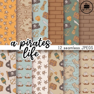 A PIRATES LIFE - Digital Paper Pack - 12 JPegs - sofortiger download - 300dpi - 12x12 Zoll - nahtlose Muster Hintergründe Piraten Ozean Kinder