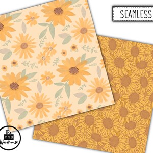 SUNFLOWERS - Digital Paper Pack - 12 Jpegs - Instant Download - 300dpi ...