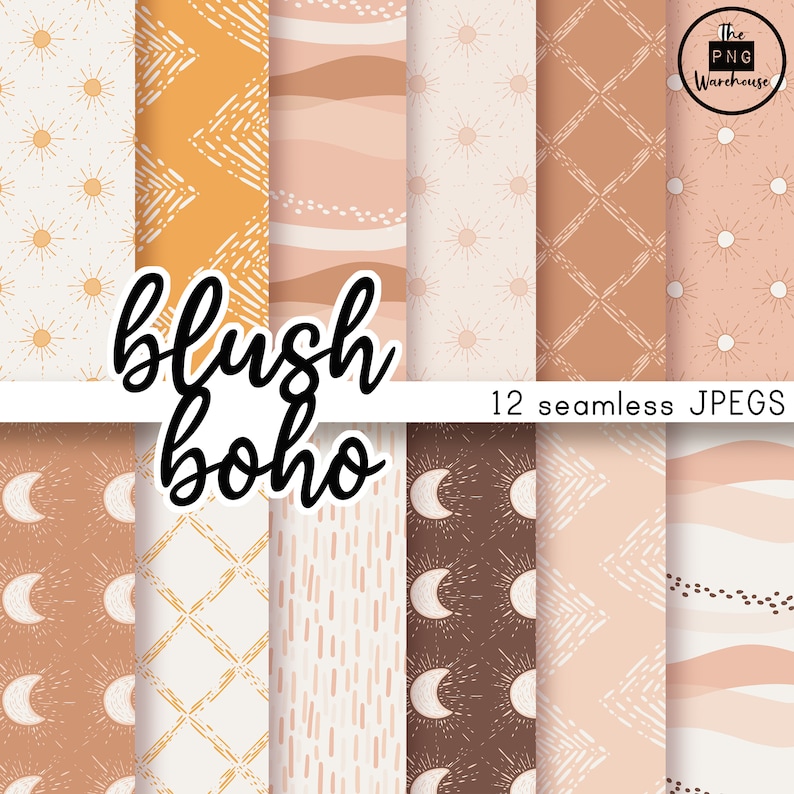 BLUSH BOHO - Digital Paper Pack - 12 Jpegs - Instant Download - 300dpi ...