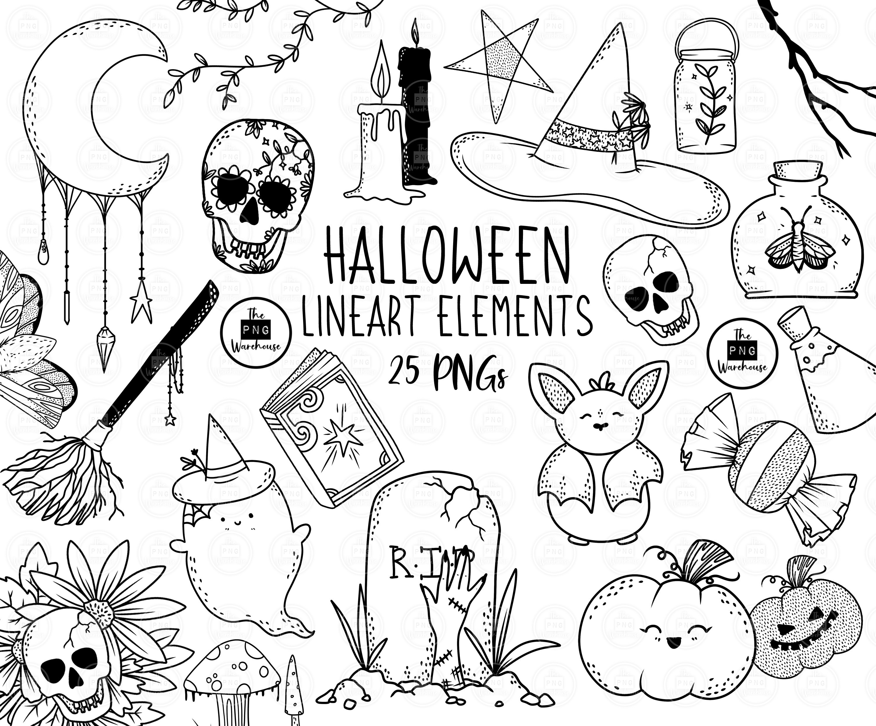 Conjunto De Halloween, Desenho De Linha De Halloween Ilustração Stock -  Ilustração de noite, partido: 159669825