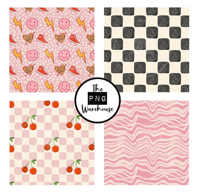 Retro Pop Punk Patterns - Digital Paper Pack - 12 Jpegs - Instant ...