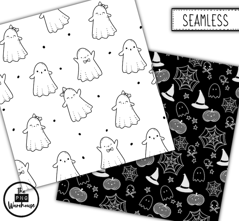 BLACK + WHITE HALLOWEEN - Digital Paper Pack - 12 Jpegs - Instant ...