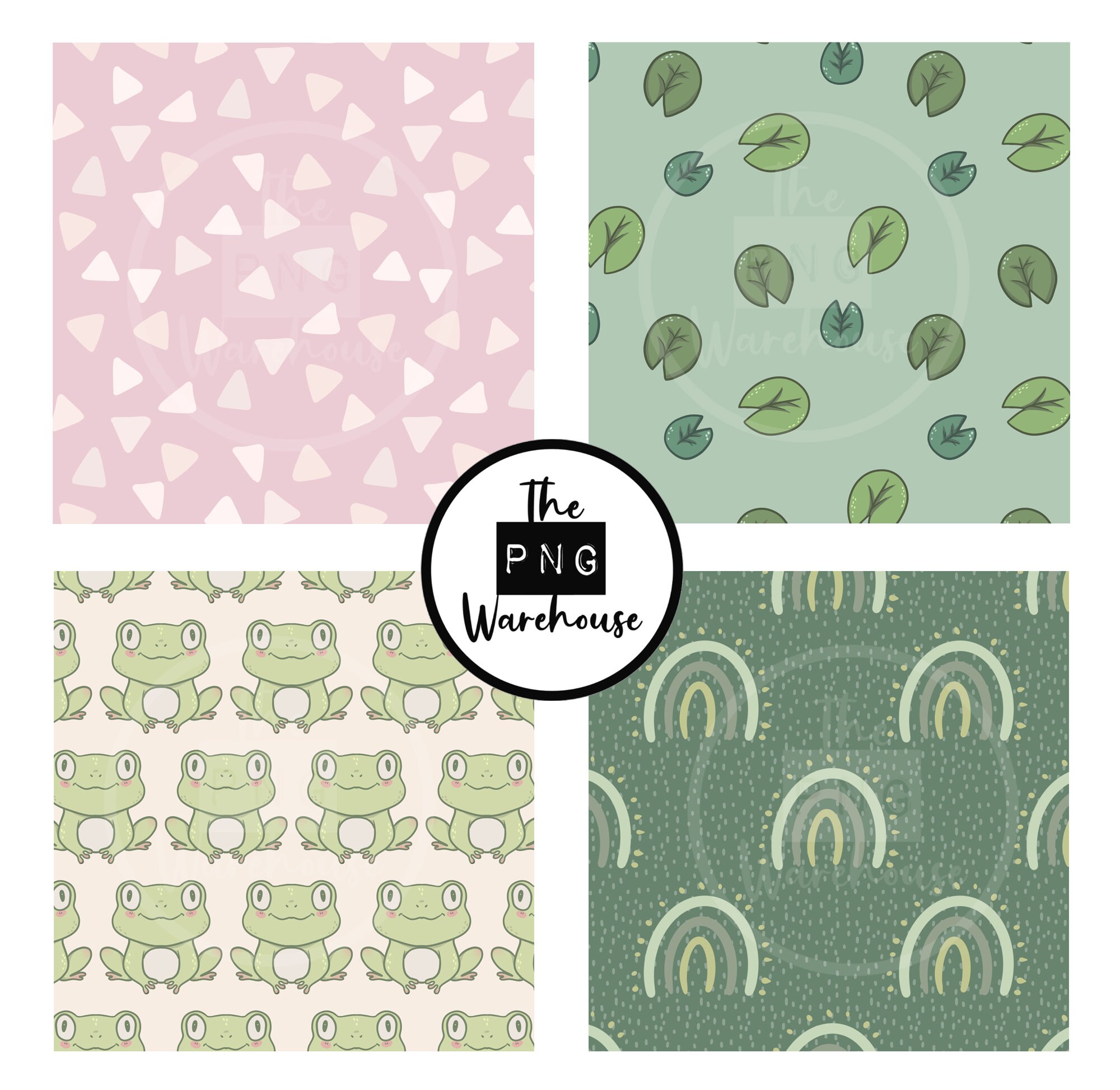 KAWAII FROG Patterns - Digital Paper Pack - 12 Jpegs - Instant Download ...