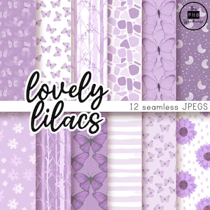 LOVELY FLIEDER - Digital Paper Pack - 12 JPEGs - sofort download - 300dpi - 12x30 cm Muster mit bunten Schmetterlingen / Schmetterlingen