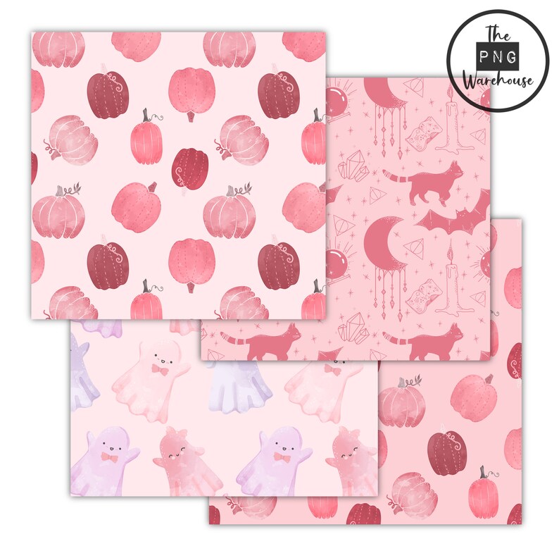 PINK HALLOWEEN - Digital Paper Pack - 12 Jpegs - Instant Download ...