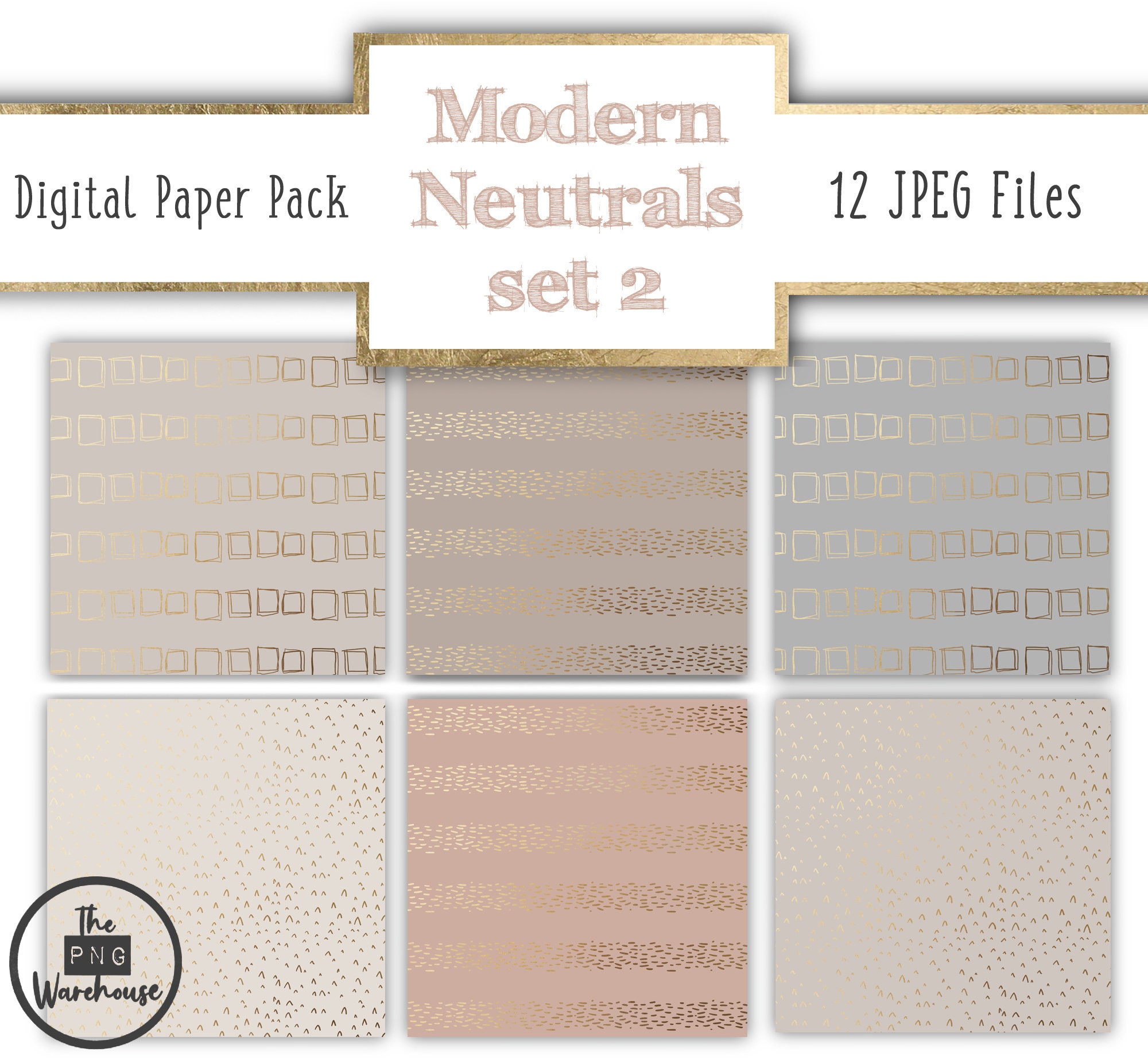 MODERN NEUTRALS SET 2 - Digital Paper Pack - 12 Jpegs - Instant ...