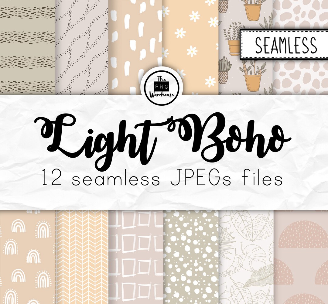 LIGHT BOHO PATTERNS - Digital Paper Pack - 12 Jpegs - Instant Download ...