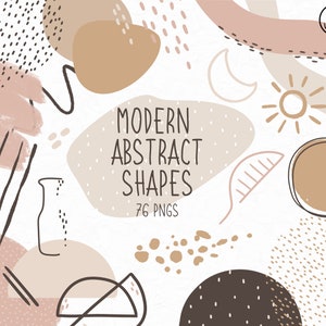 FORMAS ABSTRACTAS MODERNAS - 76 png diseños de imágenes prediseñadas - descarga instantánea 300 dpi - descarga png - bordes de formas de café beige neutro boho