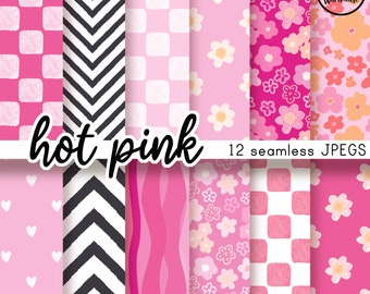 Hot PINK Inspired Patterns - Digital Paper Pack - 12 Jpegs - Instant ...