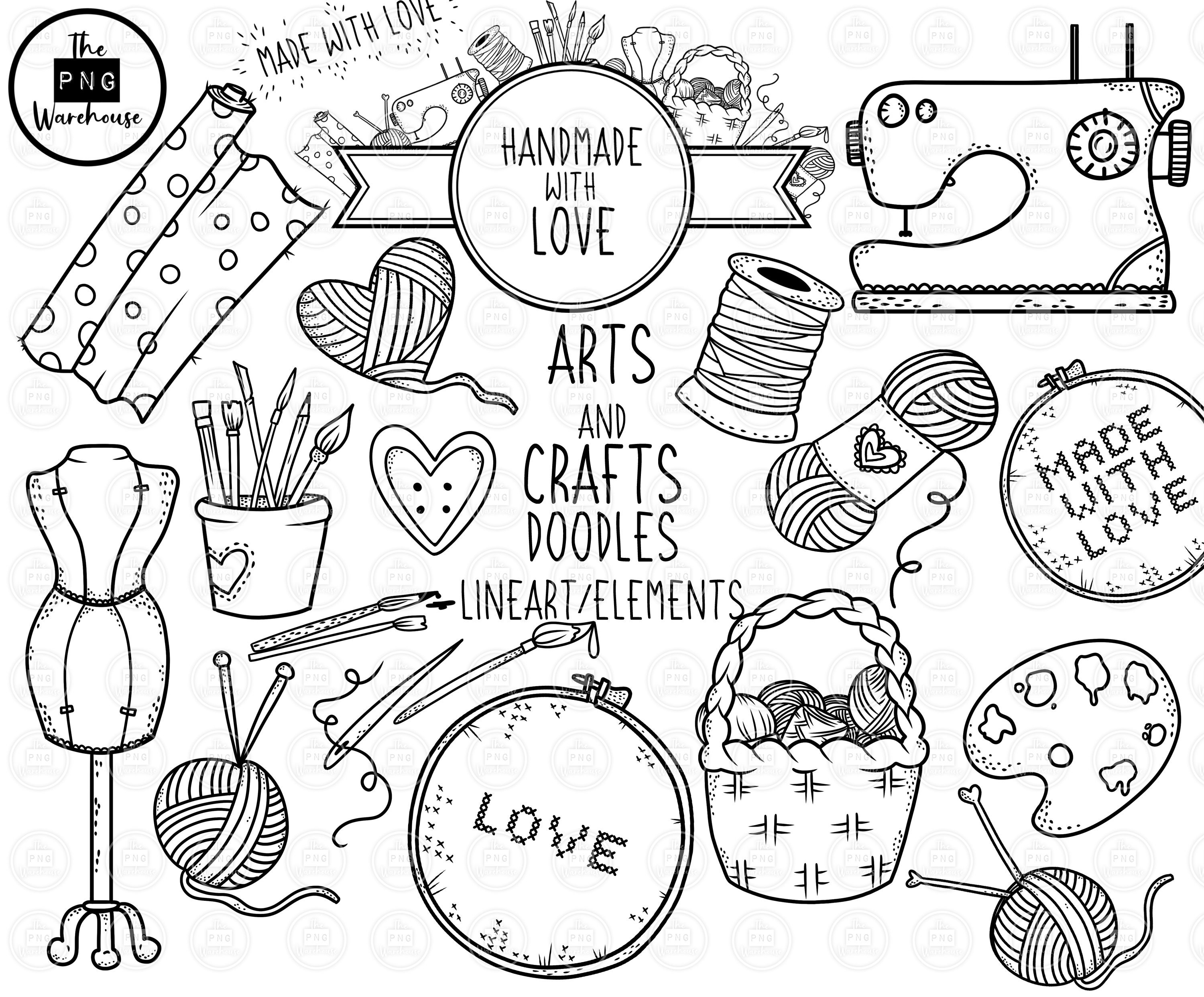 Set of hand drawn doodle cute artist things. Vector isolated outline  elements onn white background. Brushes, pencils, paints, sketchbook. Sketch  design. Perfect for coloring pages, stickers, tatoo 26340118 Vector Art at  Vecteezy