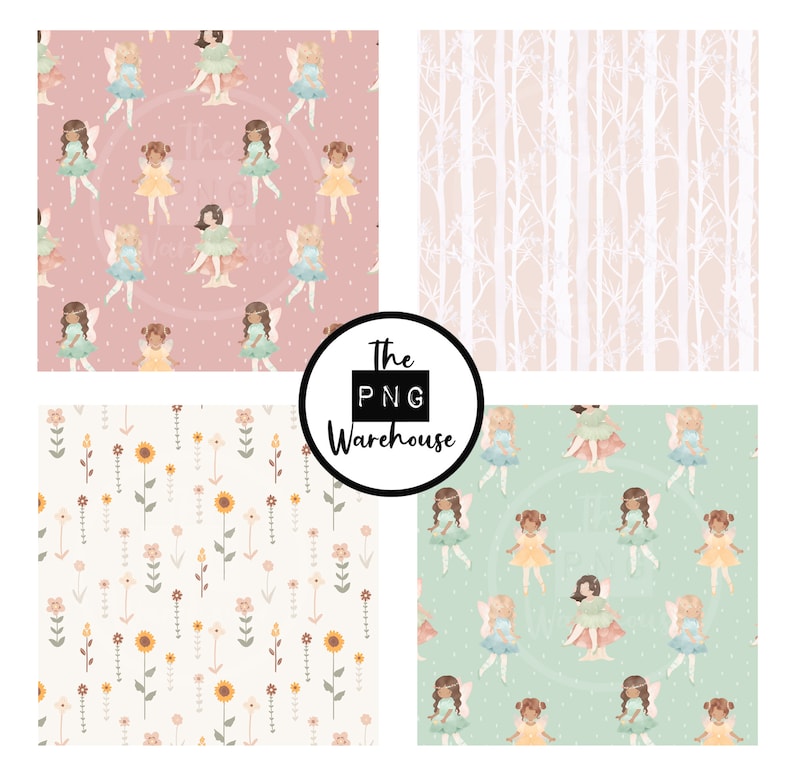 Little Fairies Patterns - Digital Paper Pack - 12 Jpegs - Instant ...