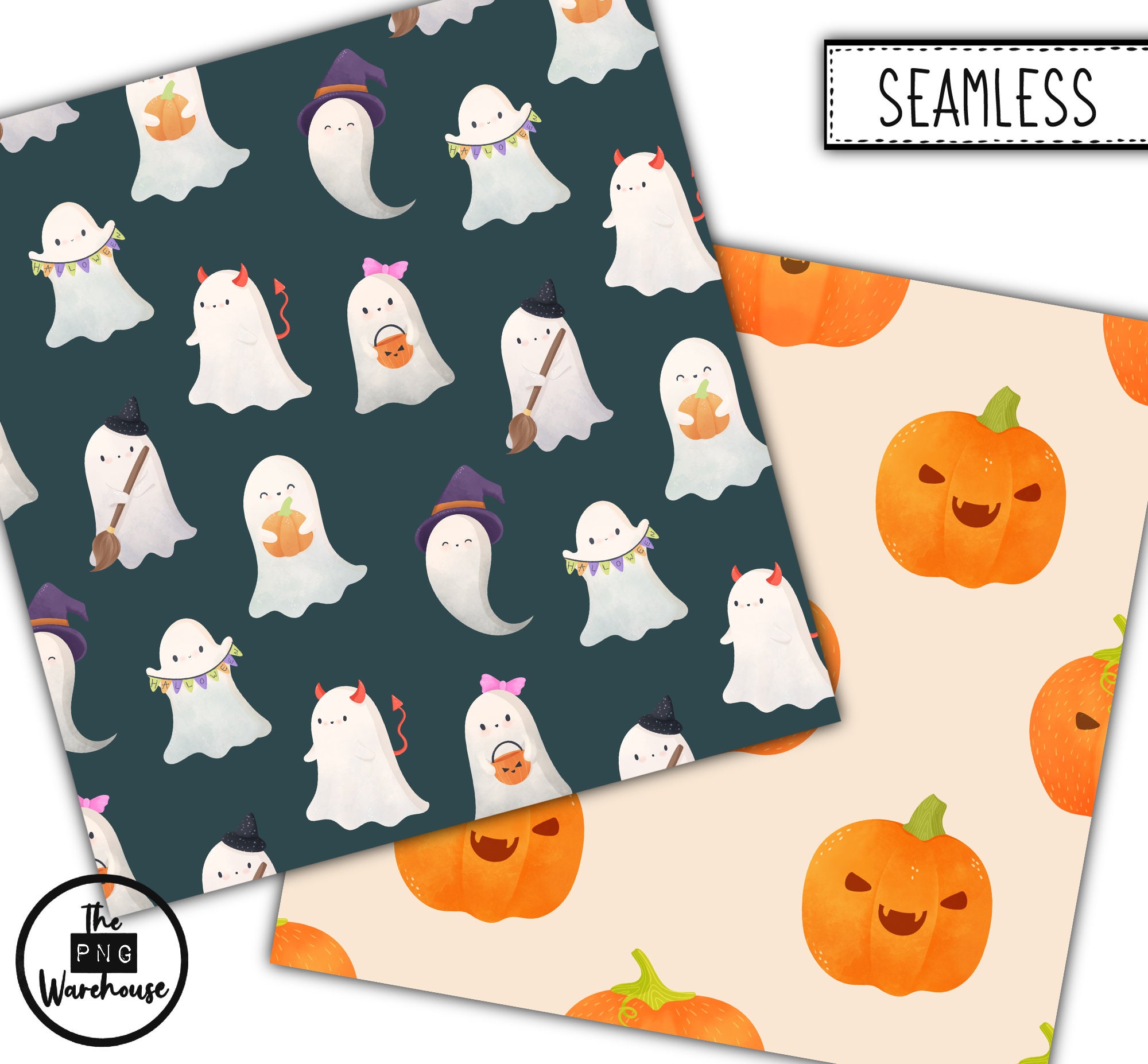 SPOOKY GHOSTS Digital Paper Pack 12 Jpegs Instant - Etsy