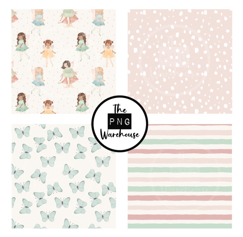 Little Fairies Patterns - Digital Paper Pack - 12 Jpegs - Instant ...