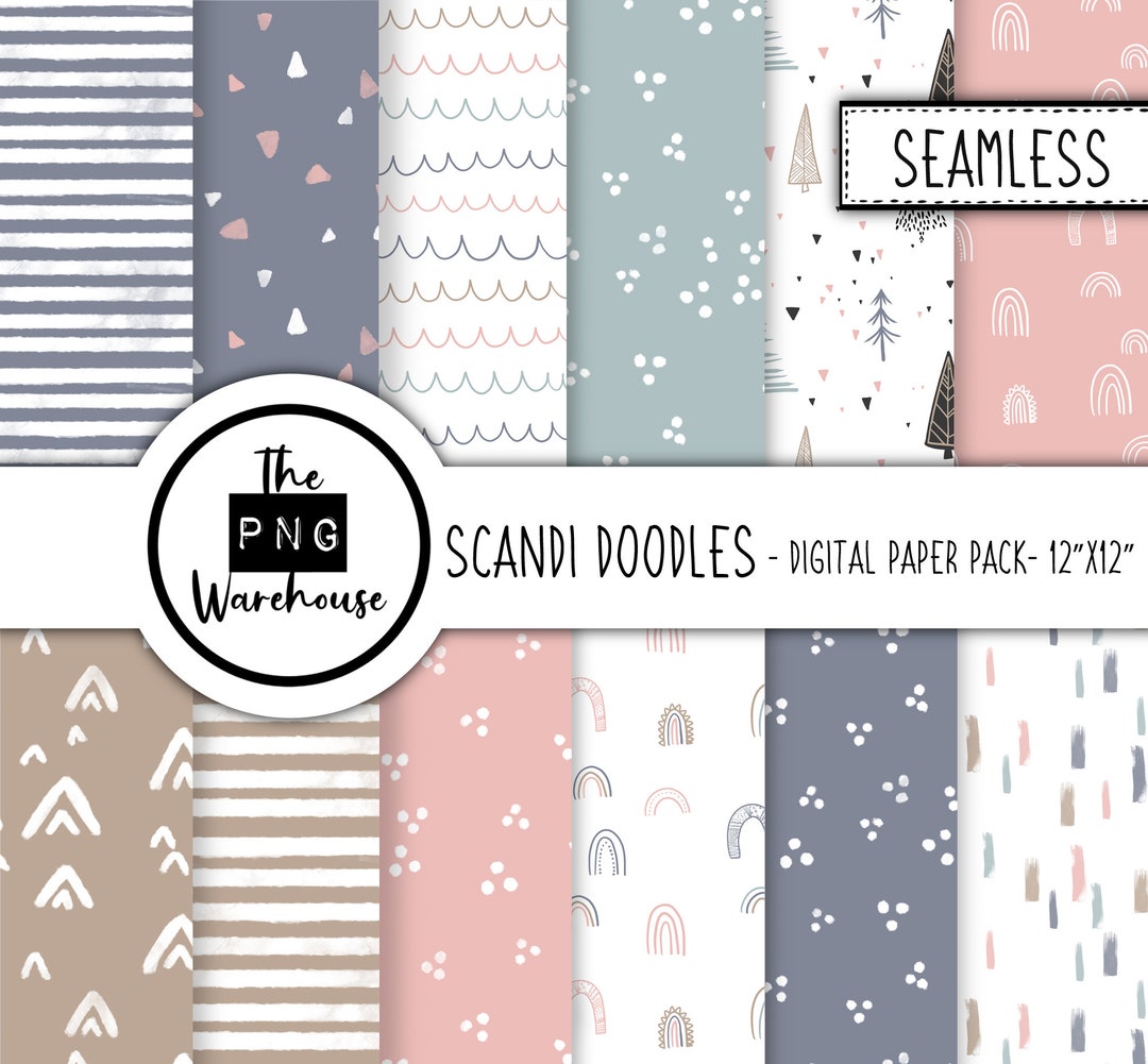 SCANDI DOODLES - Digital Paper Pack - 12 Jpegs - Instant Download ...