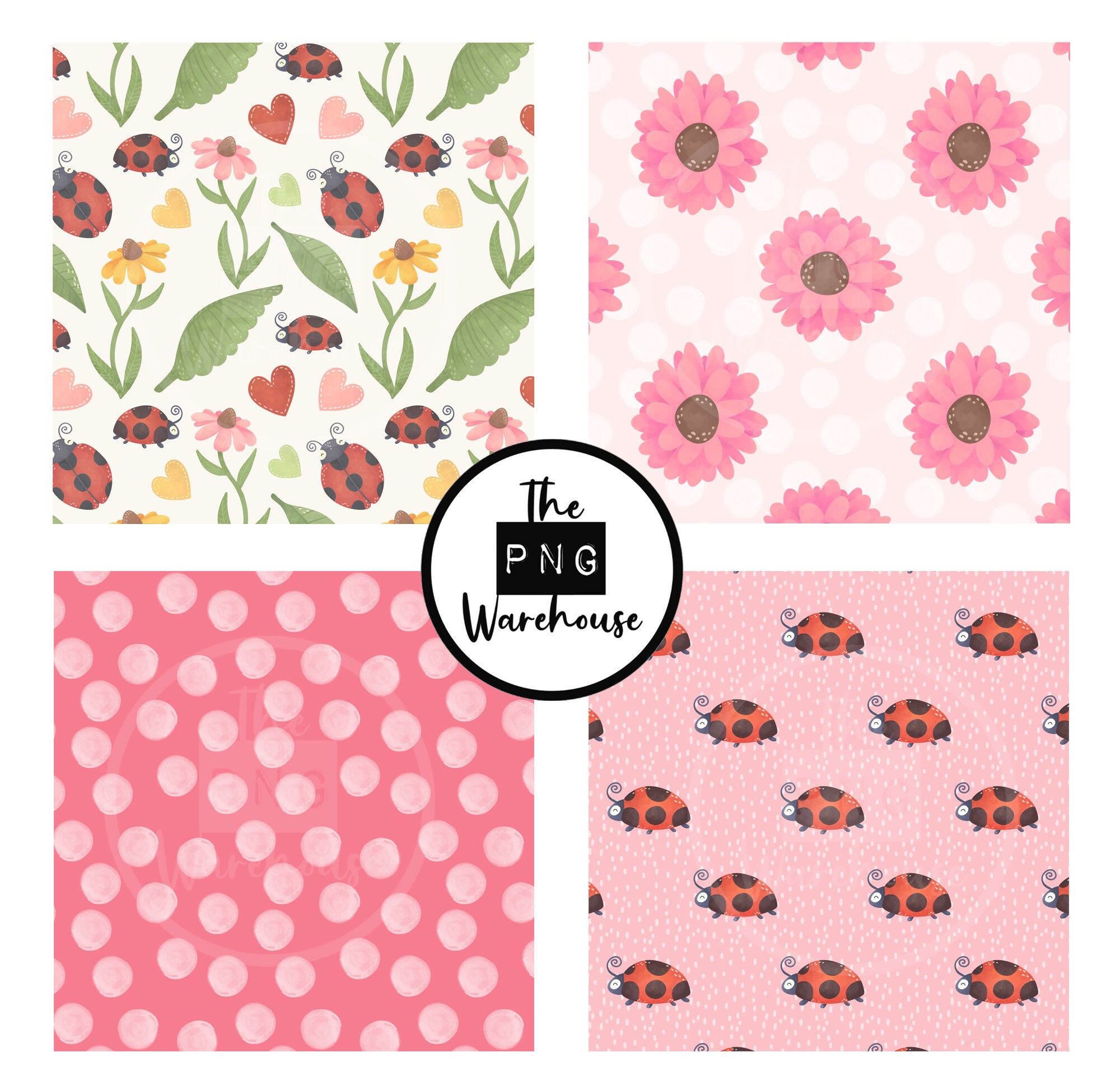LITTLE LADYBUG PATTERNS Digital Paper Pack - 12 Jpegs - Instant ...