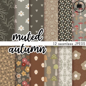Padrões MUTED AUTUMN - Pacote de papel digital - 12 JPegs - download instantâneo - 300dpi - 12x12 polegadas padrões sem costura fundos boho