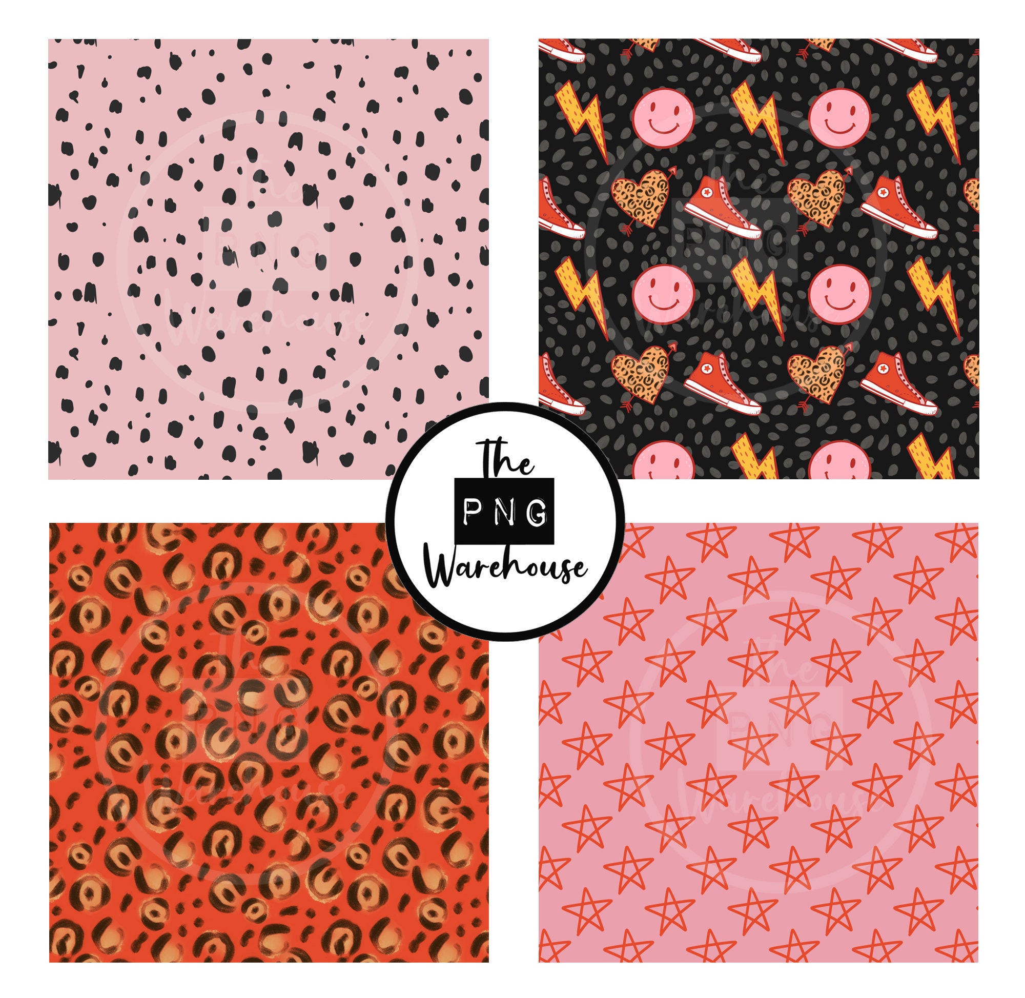 Retro Pop Punk Patterns - Digital Paper Pack - 12 Jpegs - Instant ...