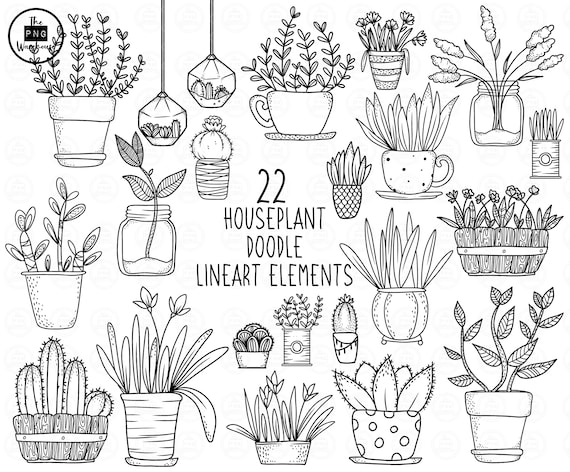 Potted Plants Clipart Black And White Pumpkin