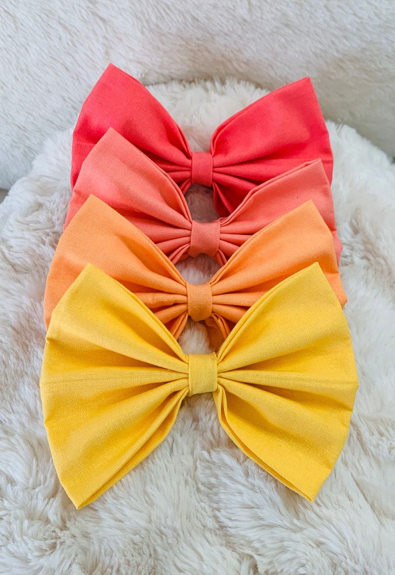 Yellow Hair Clip Pink Hair Band Bright Hair Accessories. Summer Gifts Orange Hair Bow Pastel Hair Bow Fabric Hair Bow Peach Hair Bow