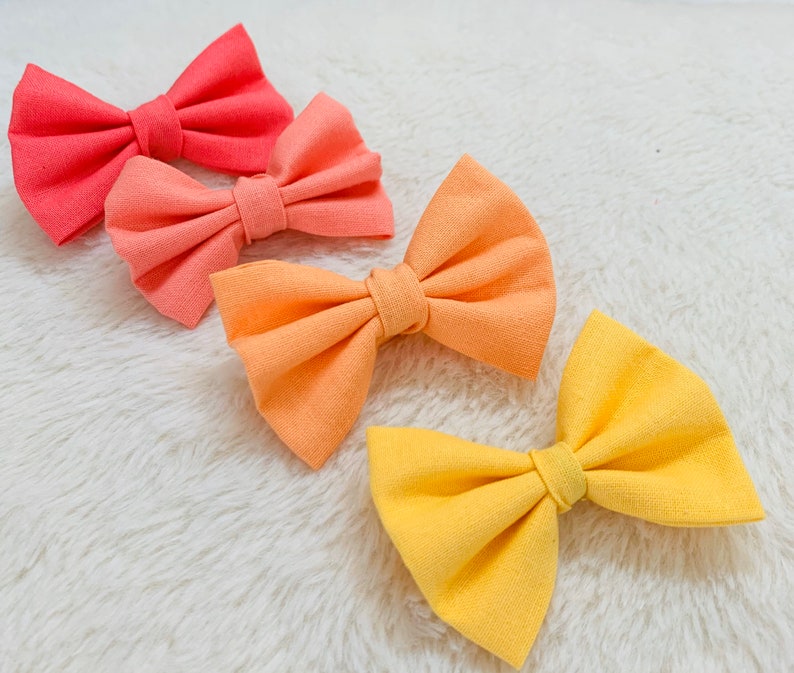 Yellow Hair Clip Pink Hair Band Bright Hair Accessories. Summer Gifts Orange Hair Bow Pastel Hair Bow Fabric Hair Bow Peach Hair Bow