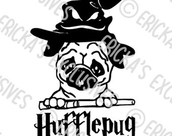 Hufflepug Hufflepuff Pug Dog Vinyl Decal