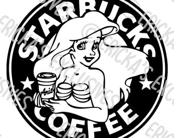 Ariel Mermaid Coffee Vinyl Decal