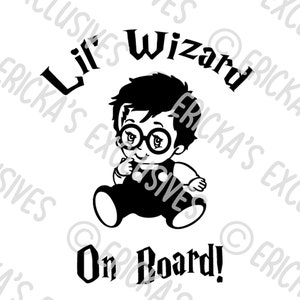 Calcomanía de vinilo de seguridad para bebés Baby Harry Lil&#39; Wizard a bordo