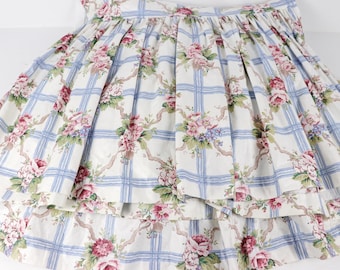 Vintage Floral Bedskirt Ethan Allen Chintz Queen Ruffled Cottage Dust Ruffle, Waverly Sonnet