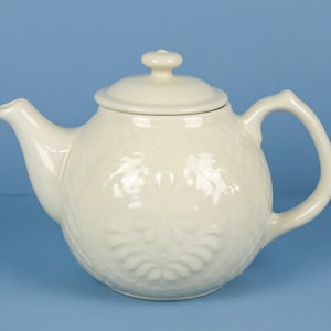 Vintage Longaberger Teapot: Cream Stoneware with Embossed Heart