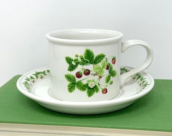 Vintage Portmeirion Summer Strawberries Cup and Saucer, Portmeirion Made in England