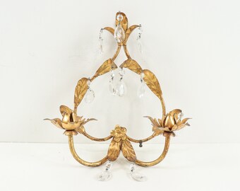 Vintage Italian Gold Tole Sconce, Toleware Candle Sconce