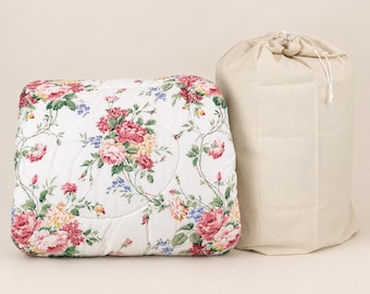 Vintage 1990s Waverly Belle Rive Twin Comforter Floral Reversible Bedding Made in USA Grandmillennial