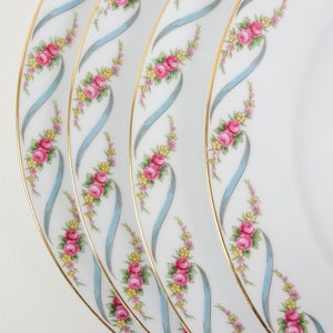 Noritake Maywood Dinner Plates - Set of 4 Floral China with Gold Edge