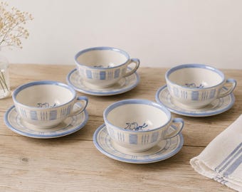Vintage Louisville Stoneware Single Mug and Saucer Set, Cottagecore Goose Kitchen Decor