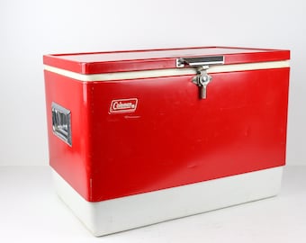 Vintage 1973 Coleman Cooler Green & White 27.5