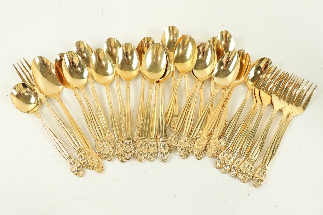 Miscellaneous Gold Flatware, Bulk Gold Flatware, 33 Pieces Etsy