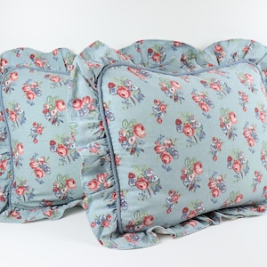 Set of 2 Waverly Garden Room Floral Shams with Ruffles, Vintage Waverly shams