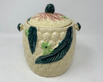 Vintage Majolica Cookie Jar: Mid-Century Japanese Ceramic Pineapple