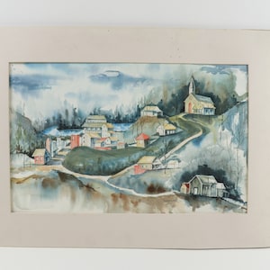 Vintage Watercolor Painting, Landscape Painting, Artist Signed