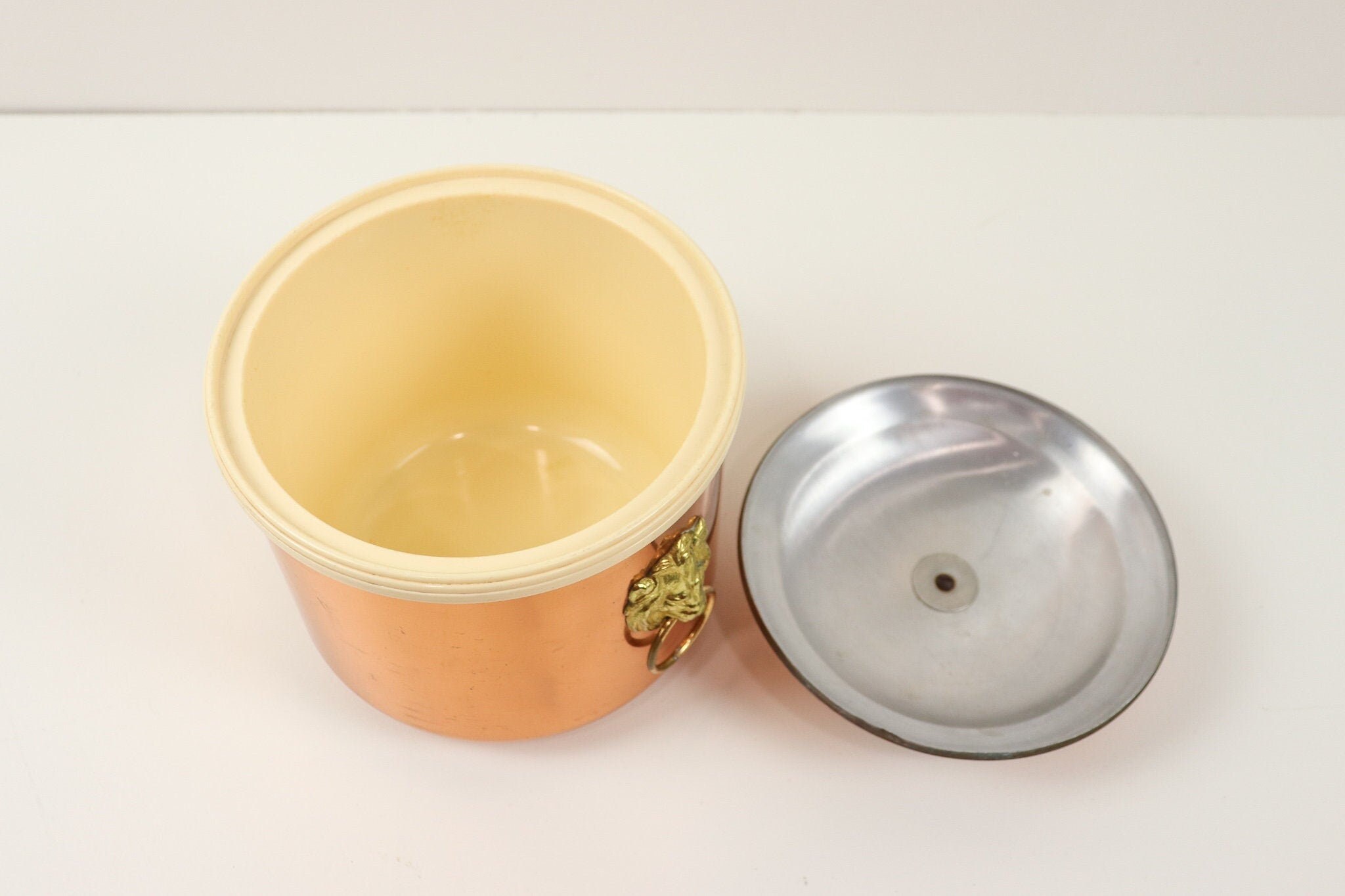 Vintage Copper Ice Bucket With Lid and Brass Ice Tongs Etsy