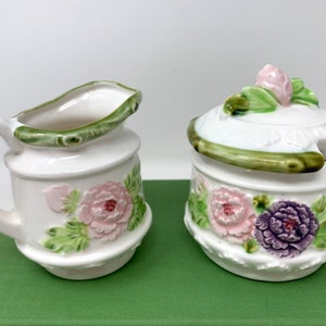 Vintage Cream and Sugar Set, Sugar Bowl and Cream Pitcher, Tea Party Decor