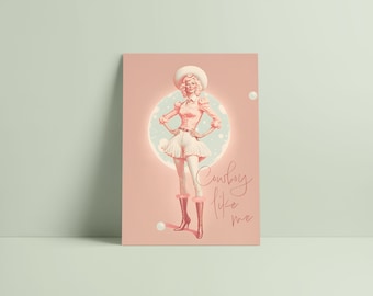 Taylor Cowboy Like Me Digital Print, Retro Aesthetic, Pink Pastel Girly Wall Art, Preppy Wall Art, Dorm Room Decor Wall Art, Swiftie Gift