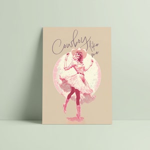 Taylor Cowboy Like Me Digital Print, Retro Aesthetic, Red Girly Wall Art, Preppy Wall Art, Dorm Room Decor Wall Art, Swiftie Gift