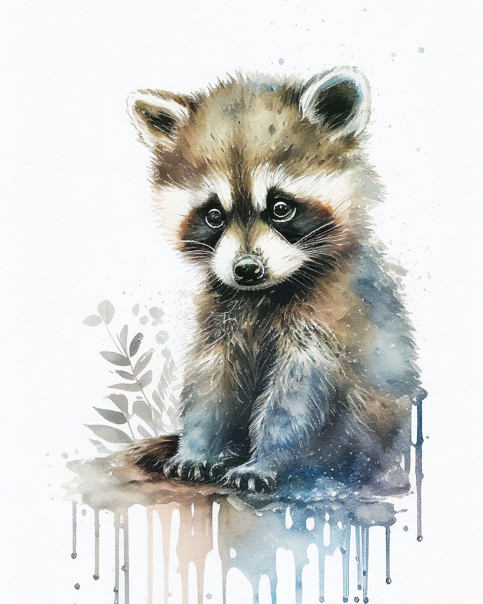 Abstract Racoon Raccoon Printable Wall Art, Nursery Wall Decor, Watercolor Raccoon ...