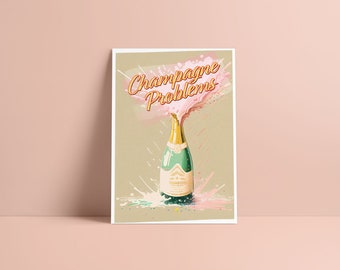 Taylor Champagne Problems Print, Peach Pink Girly Wall Art, Preppy Wall Art, Dorm Room Decor Wall Art, Swiftie Gift