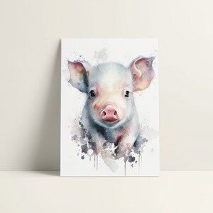 Pig Printable Wall Art, Nursery Wall Decor, Watercolor Pig Painting, Adorable Abstract Baby Animal Print, Perfect Baby Shower Gift