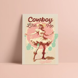 Taylor Cowboy Like Me Digital Print, Retro Aesthetic, Red Girly Wall Art, Preppy Wall Art, Dorm Room Decor Wall Art, Swiftie Gift